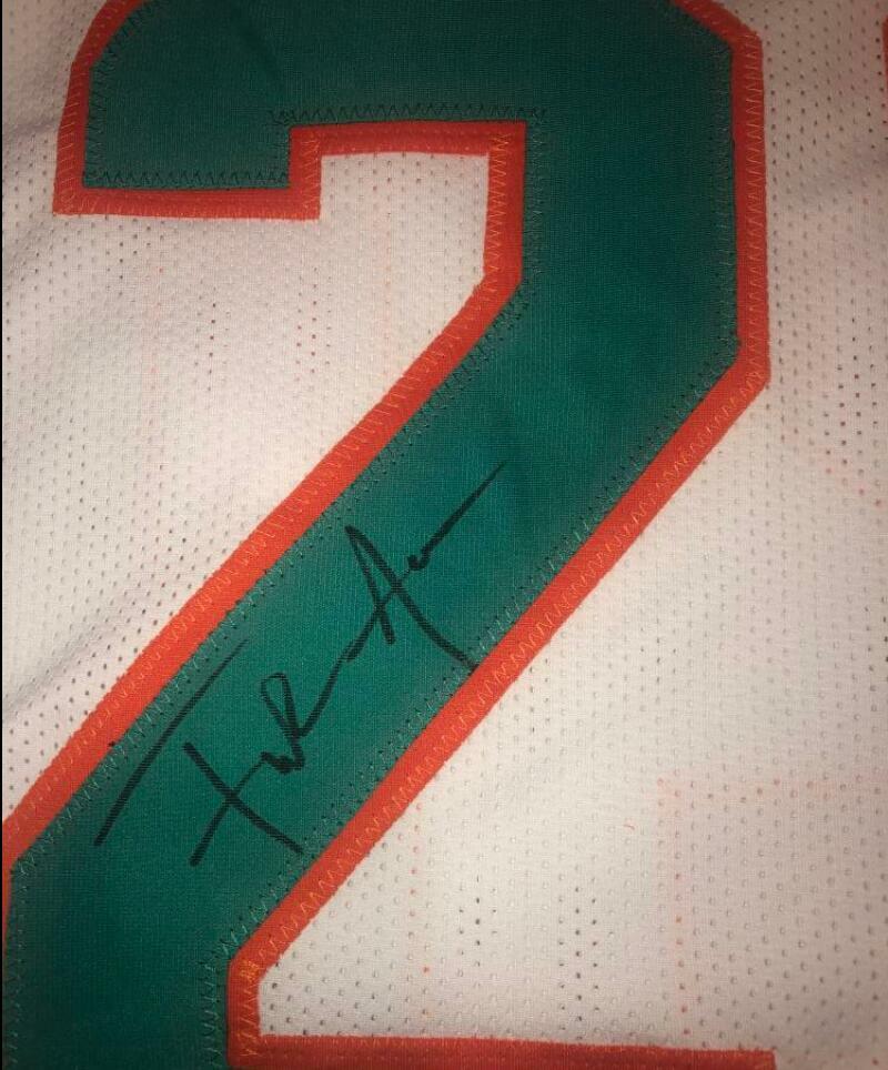 FRANK GORE DOLPHINS SIGNED AUTO WHITE CUSTOM XL JERSEY JSA WITNESSED 