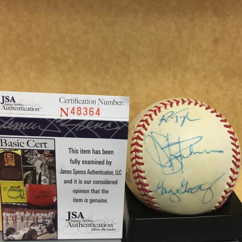 JOHNNY MIZE/HENRICH/SHAMSKY/LINZ/LOPEZ /BAHNSEN A.L. SIGNED BASEBALL JSA N48364