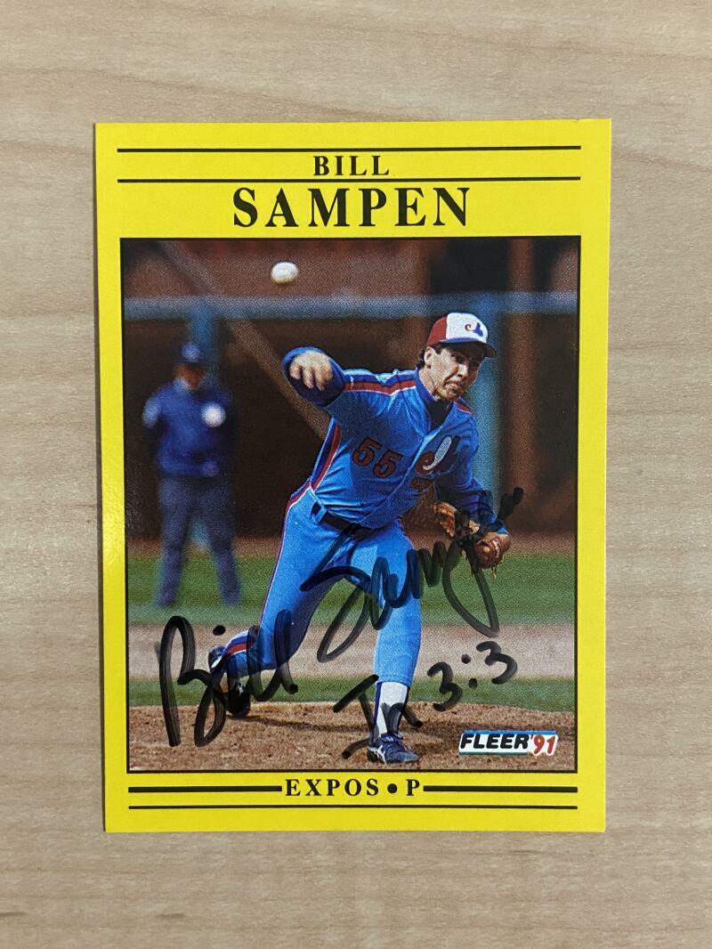 BILL SAMPEN MONTREAL EXPOS SIGNED AUTOGRAPHED 1991 FLEER CARD #247 W/COA