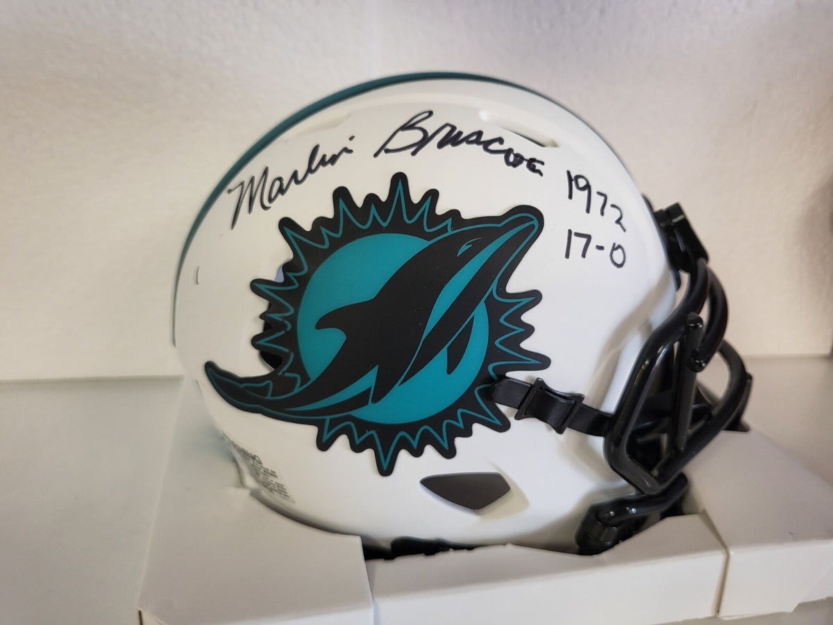 MARLIN BRISCOE 17-0 1972 DOLPHINS SIGNED AUTO LUNAR MINI HELMET PSA 1C53593