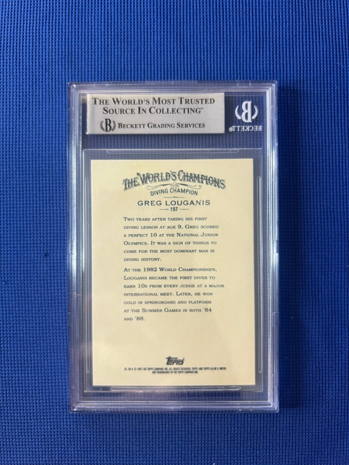 2007 TOPPS ALLEN & GINTER GREG LOUGANIS OLYMPCS SIGNED AUTOGRAPHED #197 BECKETT