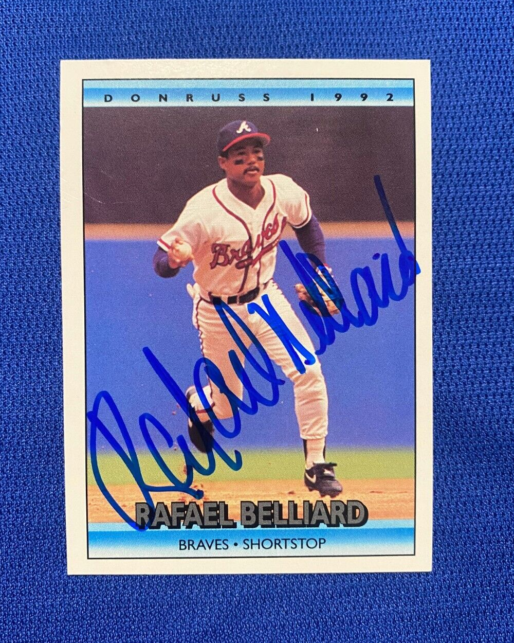 1992 DONRUSS RAFAEL BELLIARD ATLANTA BRAVES SIGNED AUTOGRAPHED CARD W/COA