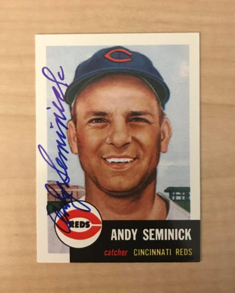 ANDY SEMINICK CINCINNATI REDS SIGNED DECEASED TOPPS ARCHIVES CARD #153 W/COA