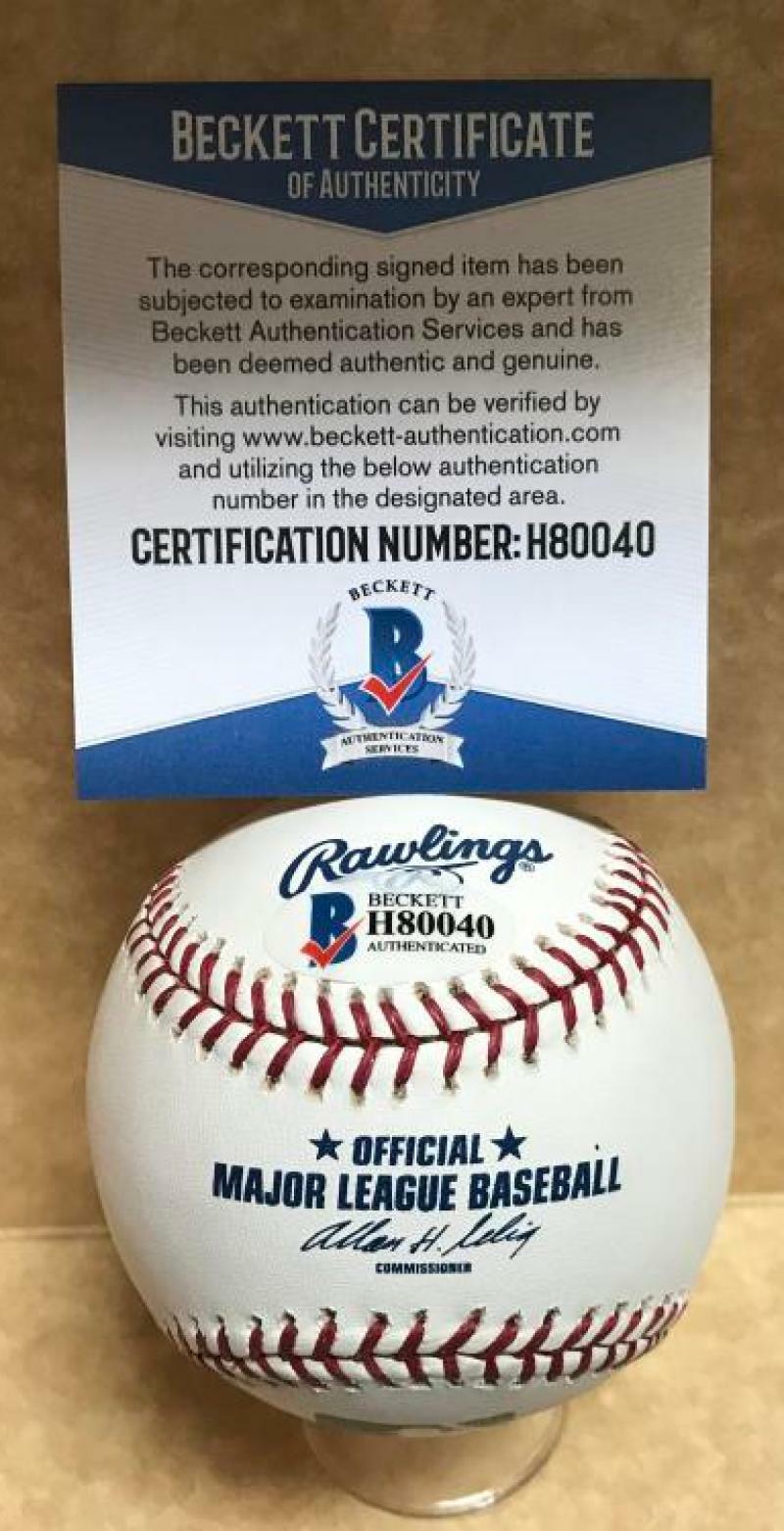 CLAUDE OSTEEN LOS ANGELES DODGERS SIGNED AUTO M.L. BASEBALL BECKETT H80040
