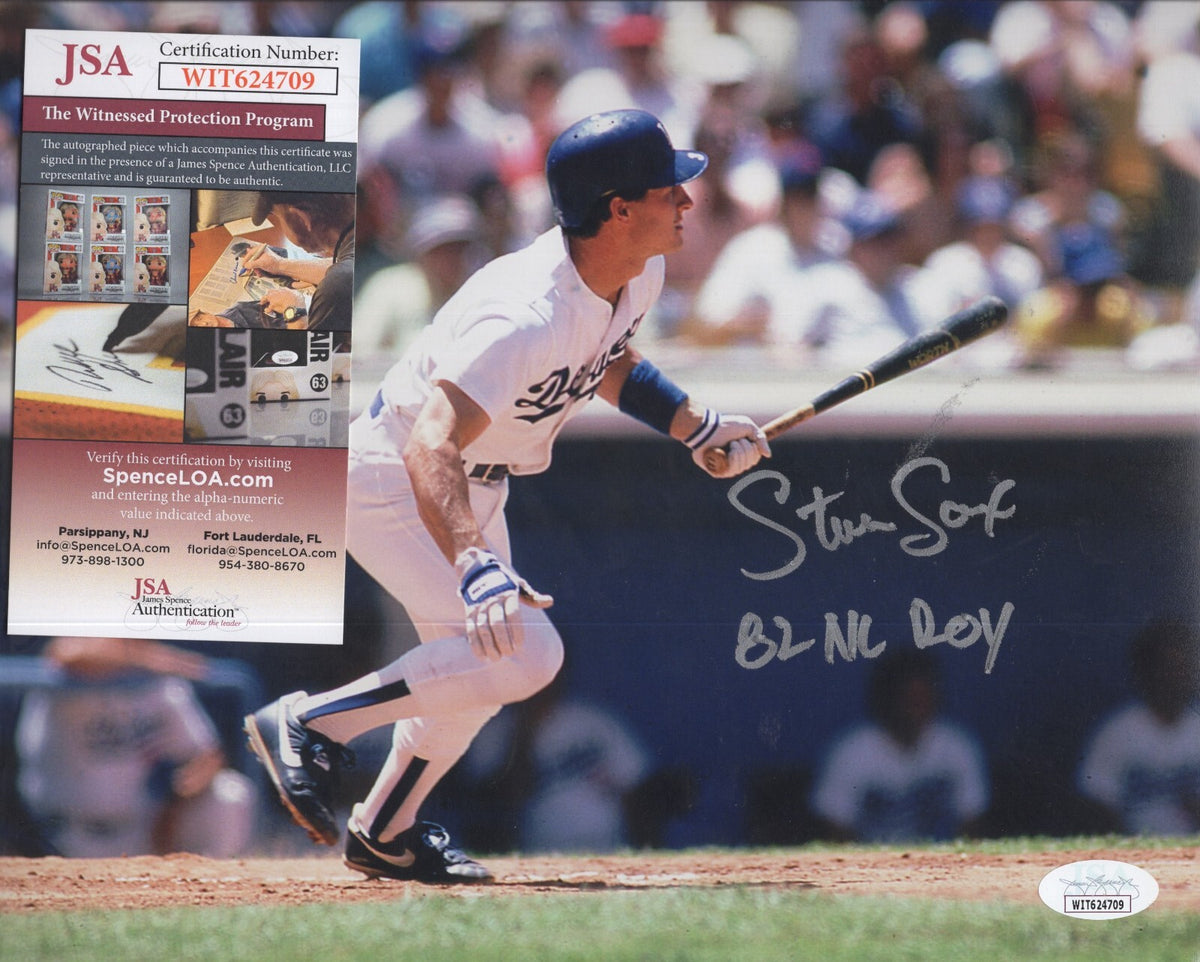 STEVE SAX DODGERS 82 NL ROY  SIGNED AUTOGRAPHED 8X10 PHOTO JSA WIT624709