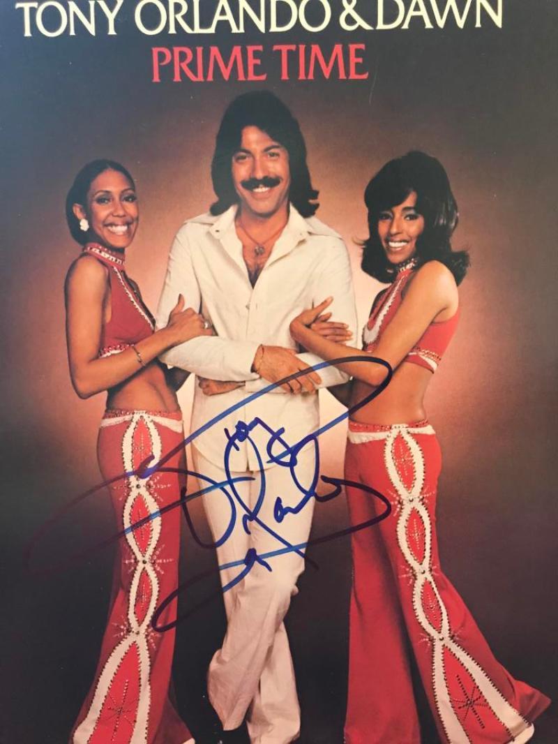 TONY ORLANDO "PRIME TIME"" SIGNED AUTOGRAPHED VINYL RECORD  ALBUM W/COA