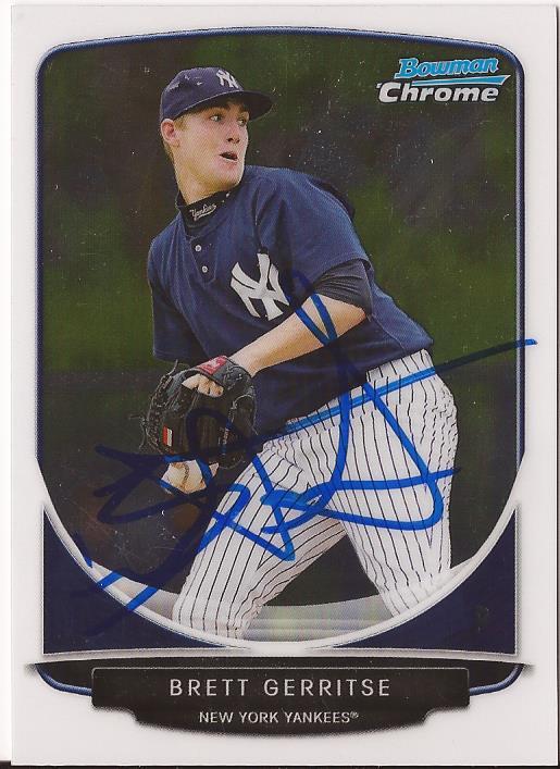 BRETT GERRITSE NY YANKEES SIGNED AUTOGRAPHED 2013 BOWMAN CHROME RC #39 W/COA 