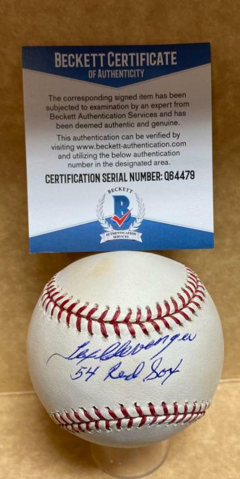 TEX CLEVENGER 54 RED SOX SIGNED AUTOGRAPHED M.L. BASEBALL BECKETT Q64479