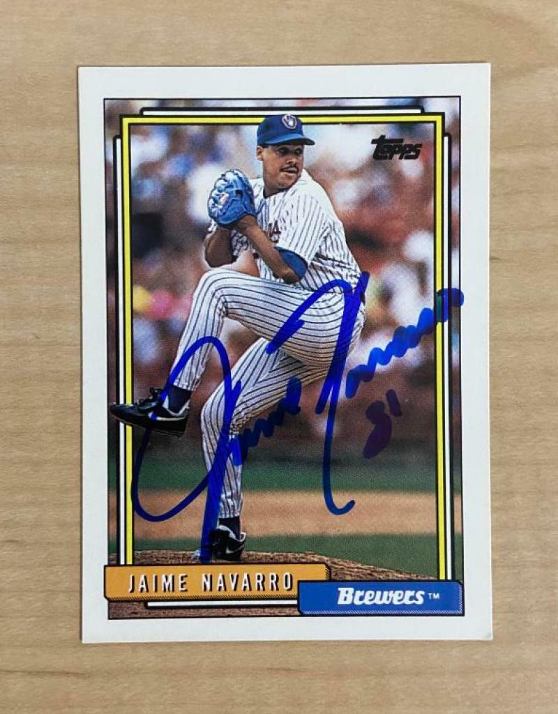 JAMIE NAVARRO MILWAUKEE BREWERS SIGNED AUTOGRAPHED 1992 TOPPS CARD #222 W/COA