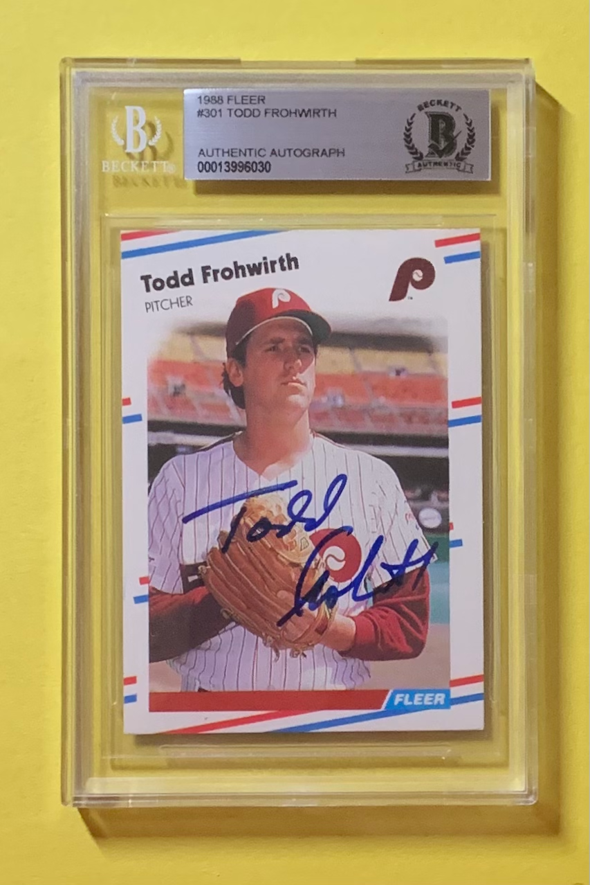 1988 FLEER TODD FROHWIRTH #301 AUTHENTIC AUTO BECKETT CERTIFIED PHILLIES
