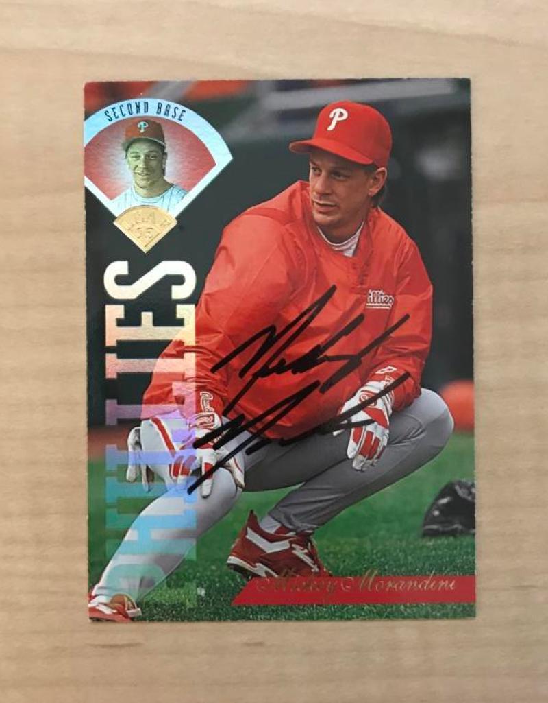 MICKEY MORANDINI PHILADELPHIA PHILLIES SIGNED 1995 LEAF CARD #87 W/COA