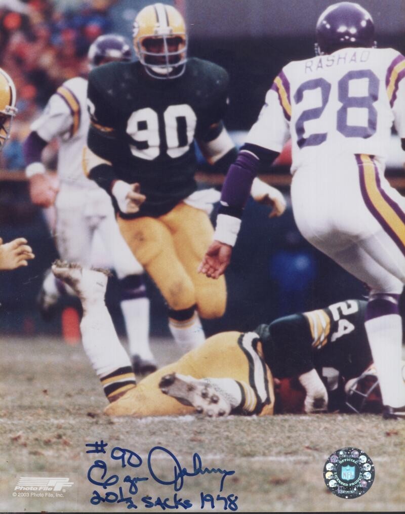 EZRA JOHNSON PACKERS 20 HALF SACKS 1978  SIGNED AUTOGRAPHED 8X10 PHOTO W/ COA