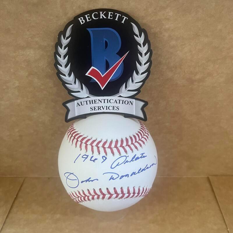 JOHN DONALDSON 1969 PILOTS SIGNED AUTO M.L. BASEBALL BAS AUTHENICATED