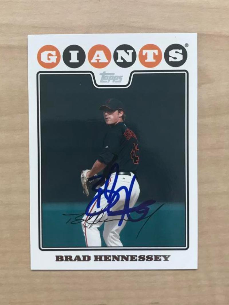 BRAD HENNESSEY SAN FRANCISCO GIANTS SIGNED AUTOGRAPHED 2008 TOPPS CARD#569 W/COA