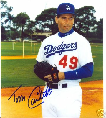 TOM CANDIOTTI LOS ANGELES DODGERS SIGNED 8X10 PHOTO COA
