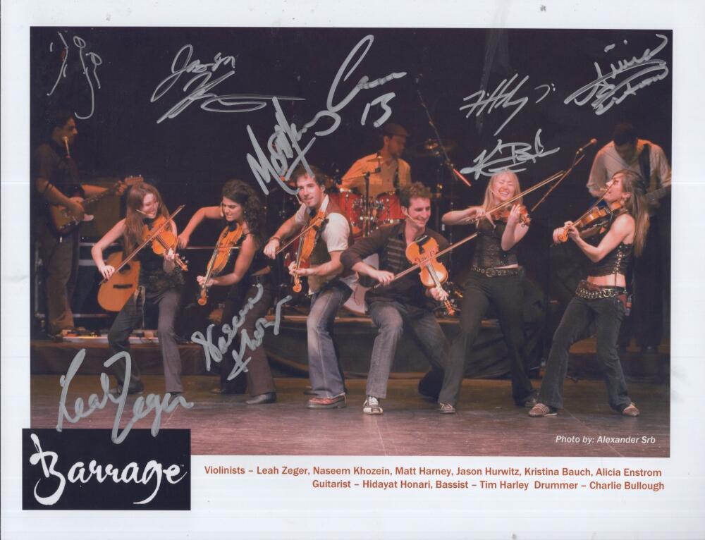 BARRAGE BAND  SIGNED AUTOGRAPHED 8X5X11 PHOTO W/ COA