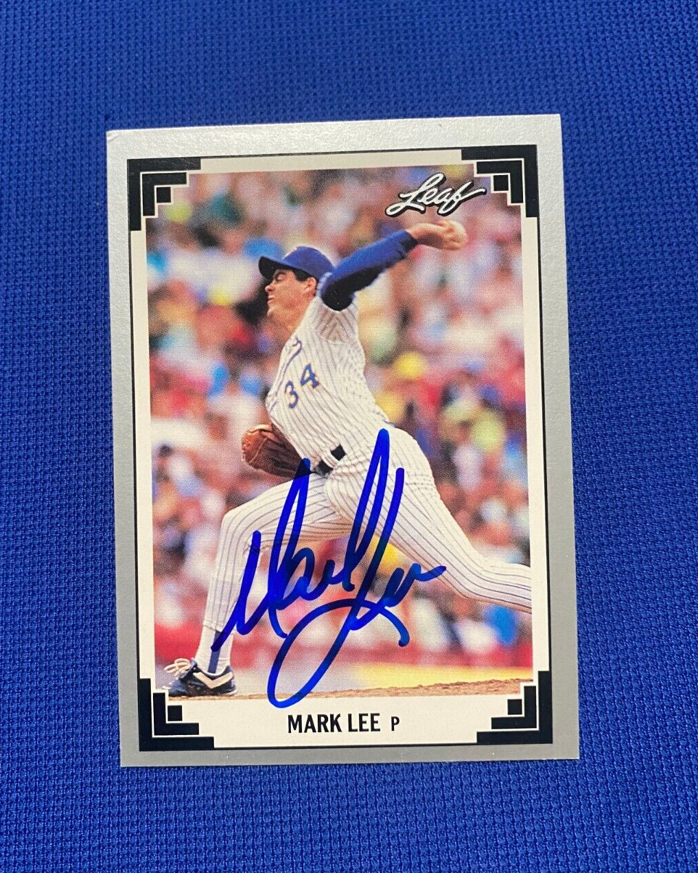 1991 LEAF MARK LEE MILWAUKEE BREWERS SIGNED AUTOGRAPHED CARD #343 W/COA