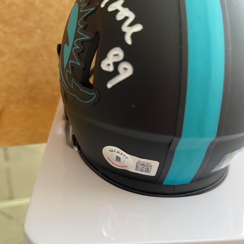 NAT MOORE DOLPHINS SIGNED AUTO ECLIPSE MINI HELMET BECKETT AUTH