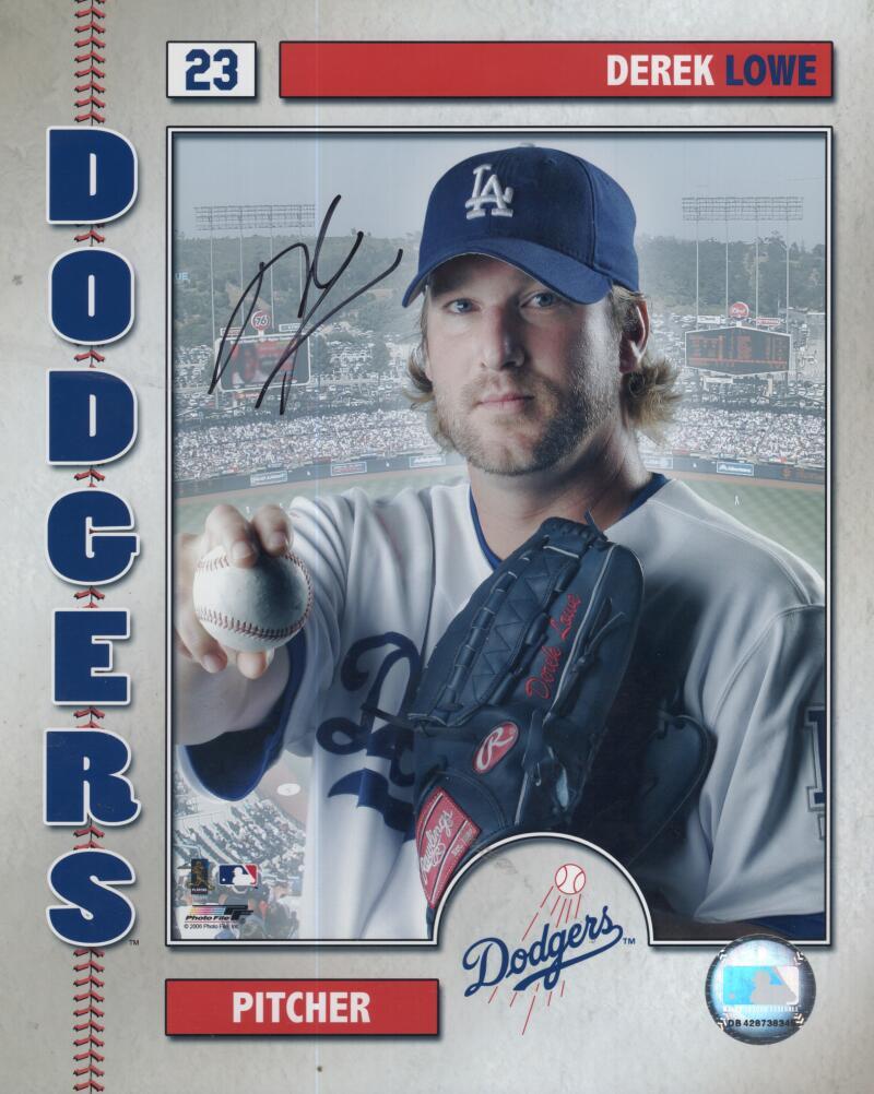 DEREK LOWE DODGERS SIGNED AUTOGRAPHED 8X10 PHOTO W/ COA