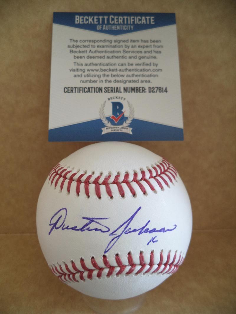 AUSTIN JACKSON SF GIANTS FULL SIGNATURE SIGNED AUTO ML BASEBALL BECKETT D27614