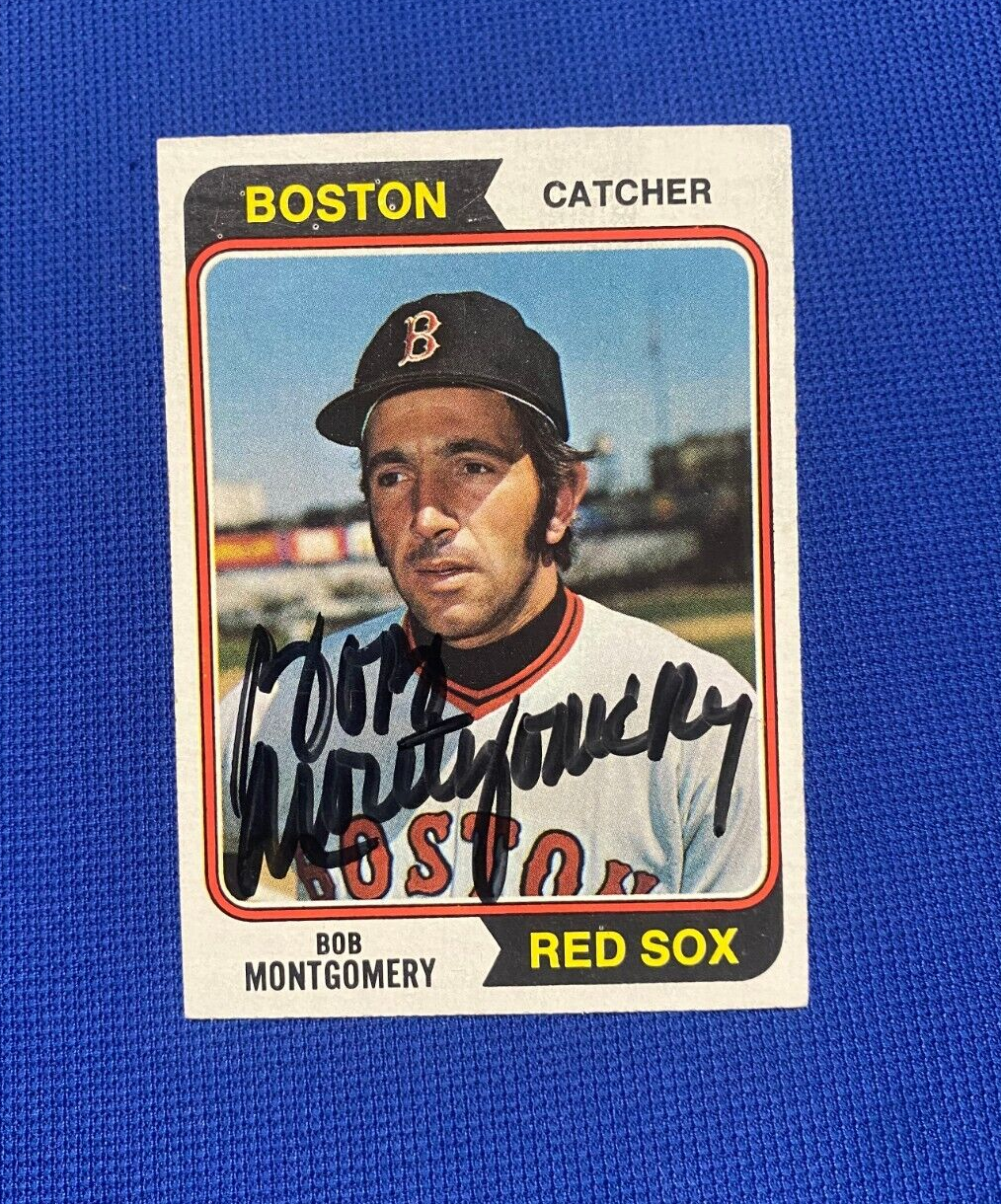 1975 TOPPS BOB MONTGOMERY BOSTON RED SOX SIGNED AUTOGRAPHED CARD #301 W/COA