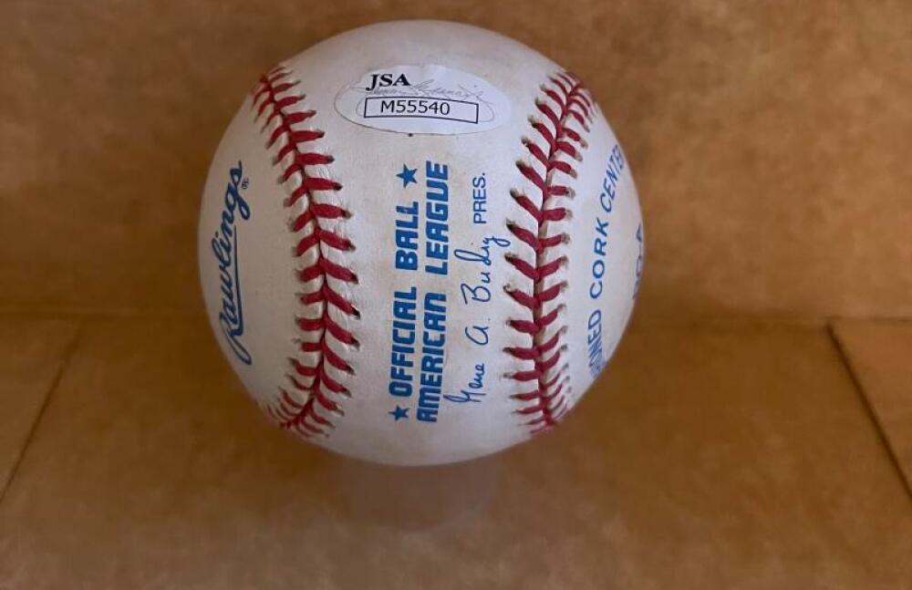 EDDIE GIACOMIN RANGERS HOF 87 SIGNED AUTO A.L. BASEBALL JSA AUTH