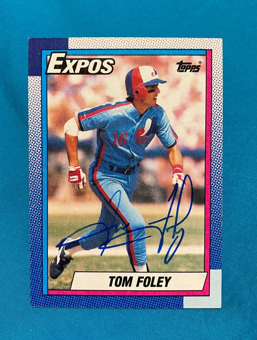 1990 TOPPS TOM FOLEY MONTREAL EXPOS AUTOGRAPHED AUTO SIGNED CARD #341 W/COA