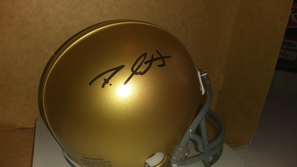 DURHAM SMYTHE NOTRE DAME/DOLPHINS SIGNED AUTOGRAPH RIDDELL MINI HELMET W/COA