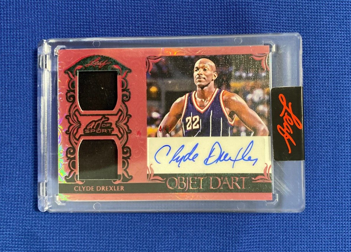 2023 LEAF ART OF SPORT OBJET DART CLYDE DREXLER ROCKETS SIGNED AUTO JERSEY CARD