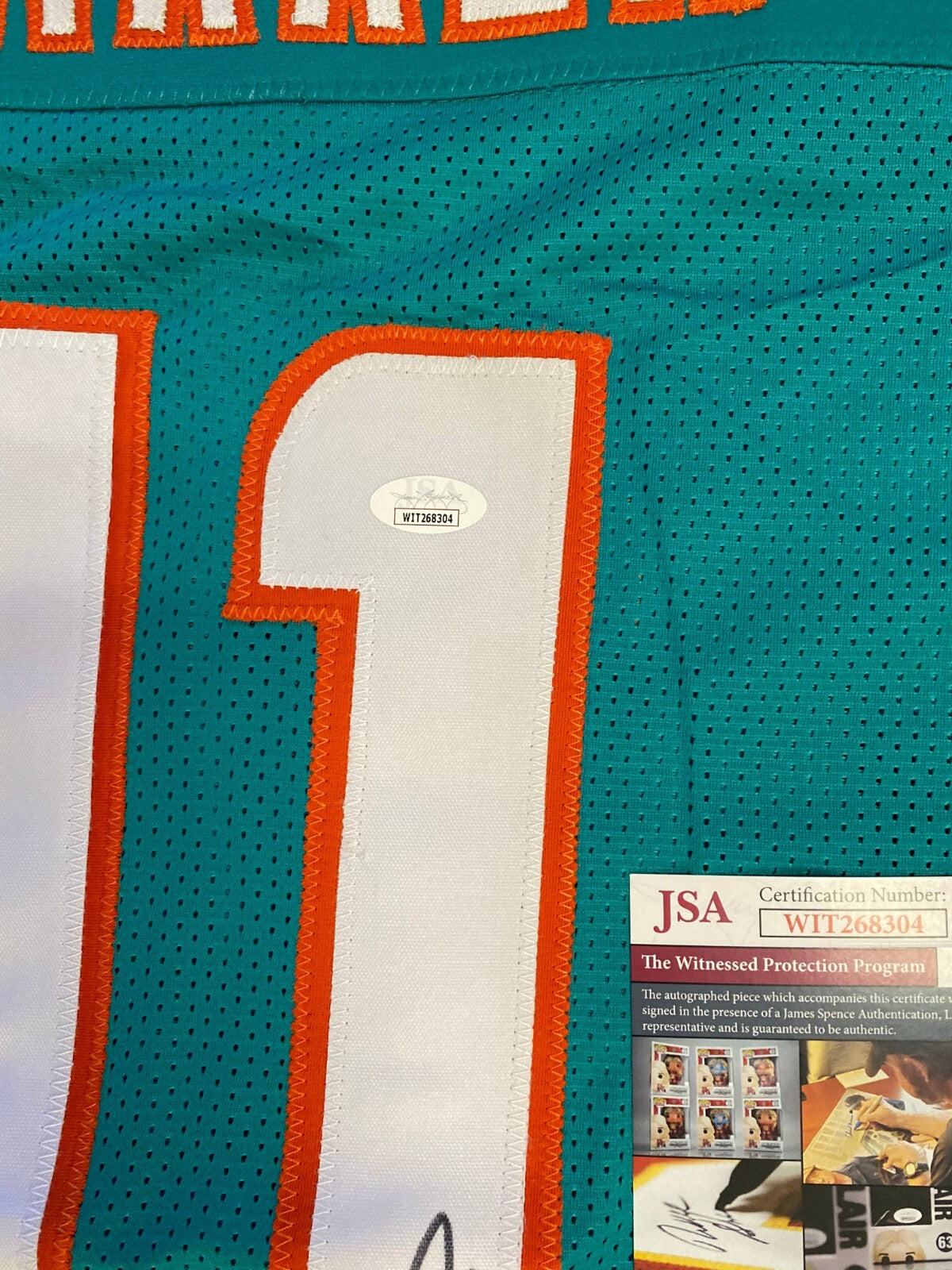 DEVANTE PARKER MIAMI DOLPHINS SIGNED AUTOGRAPH CUSTOM TEAL JERSEY SZ XL JSA !