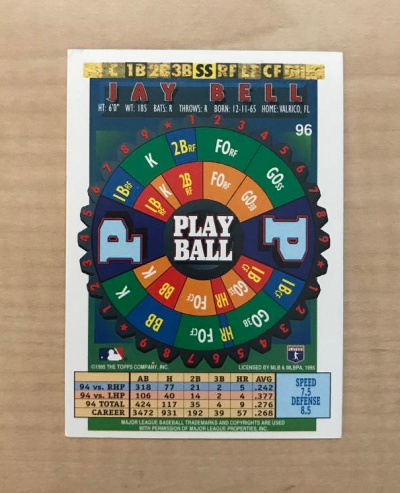JAY BELL PITTSBURGH PIRATES SIGNED AUTOGRAPHED 1995 TOPPS BAZOOKA CARD #96 W/COA