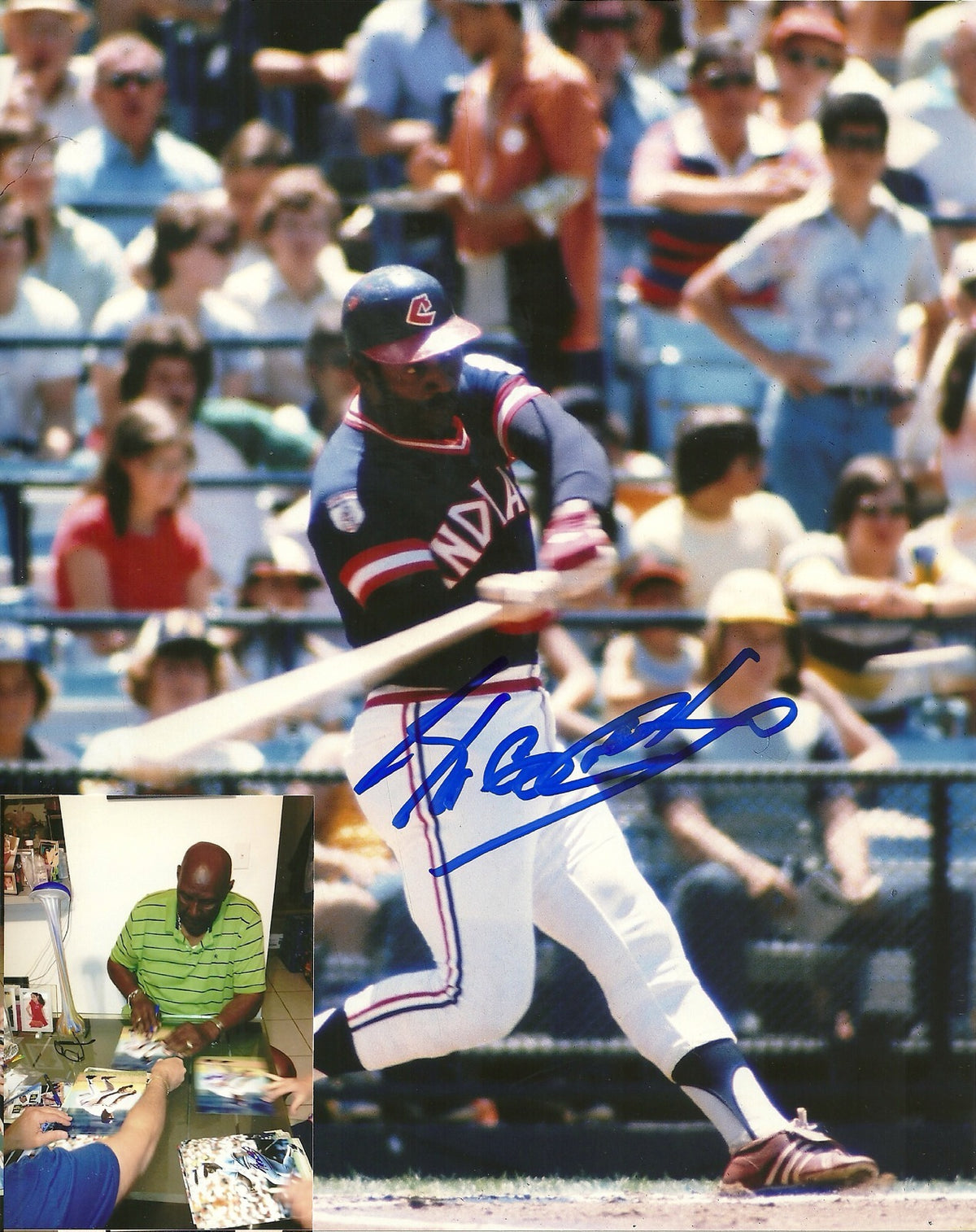 RICO CARTY CLEVELAND INDIANS SIGNED AUTOGRAPHED 8x10 PHOTO W/COA ACTION