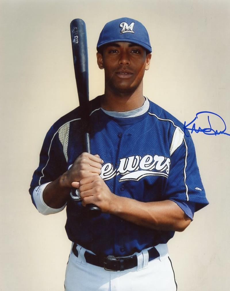 KRIS DAVIS MILWAUKEE BREWERS SIGNED AUTOGRAPHED 8X10 PHOTO W/COA