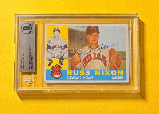 1960 TOPPS RUSS NIXON #36 SIGNED AUTO CARD BECKETT AUTHENTIC CLEVELAND