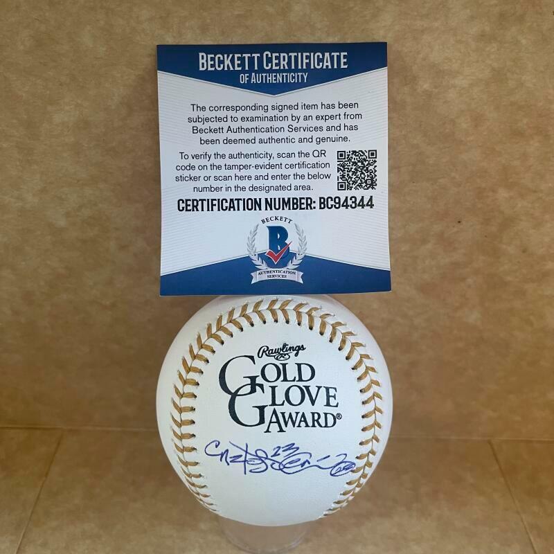 CARLOS PENA TAMPA BAY RAYS SIGNED AUTO GOLD GLOVE BASEBALL BAS BC94345