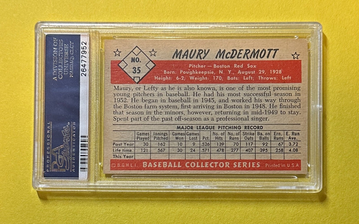 1953 BOWMAN COLOR MAURY MCDERMOTT #35 PSA NM 7 RED SOX