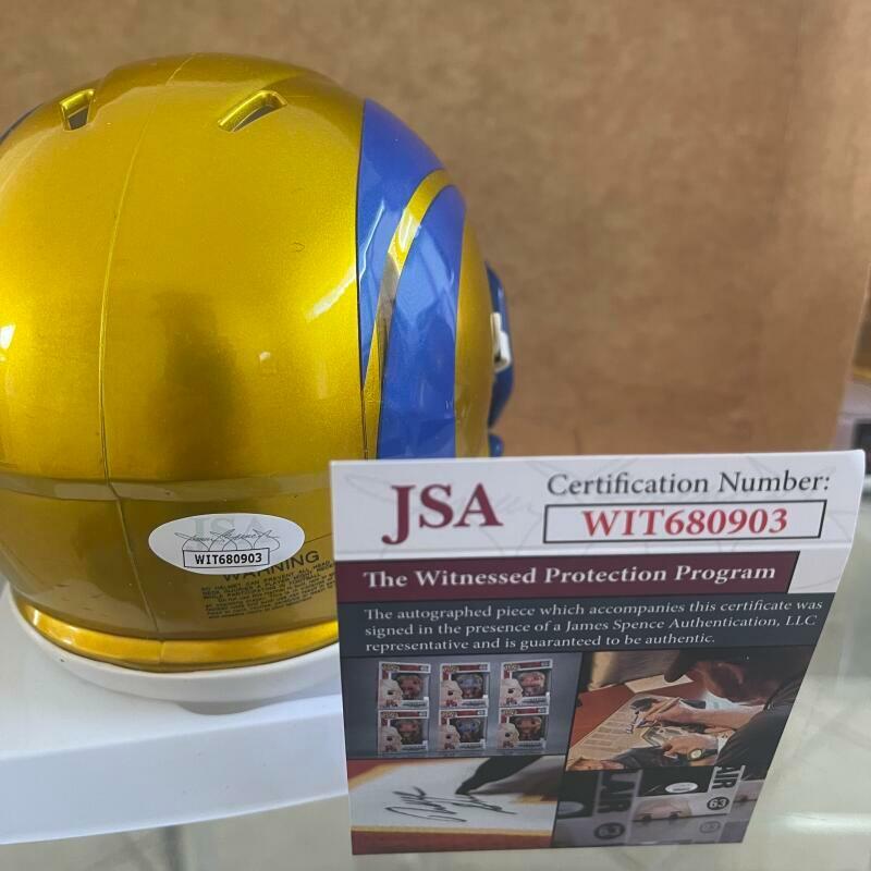 HENRY ELLARD RAMS SIGNED AUTOGRAPHED FLASH SPEED MINI HELMET JSA WIT680903