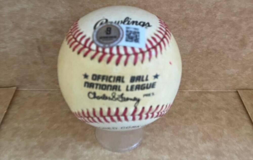 ERNIE BANKS CUBS SIGNED VINTAGE N.L. BASEBALL BECKETT AUTH