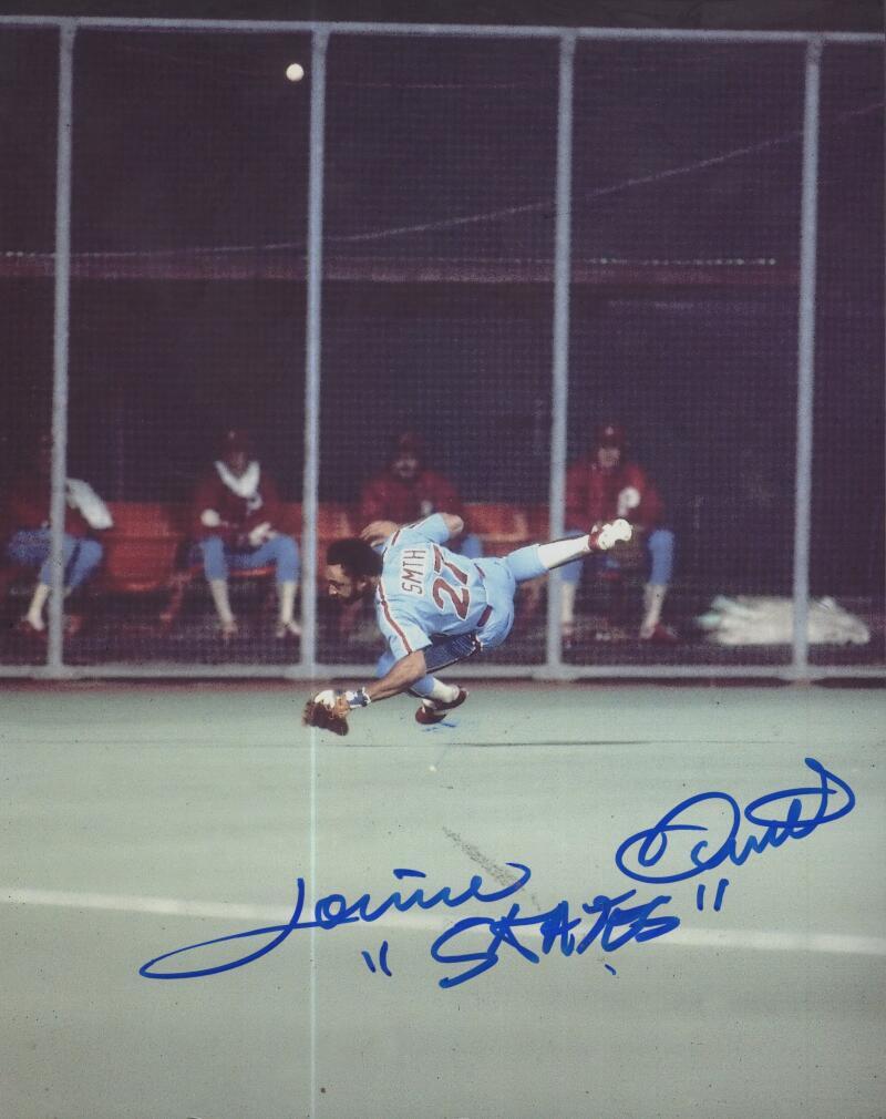 LONNIE SMITH PHILLIES "SKATES" SIGNED AUTOGRAPHED 8X10 PHOTO W/ COA