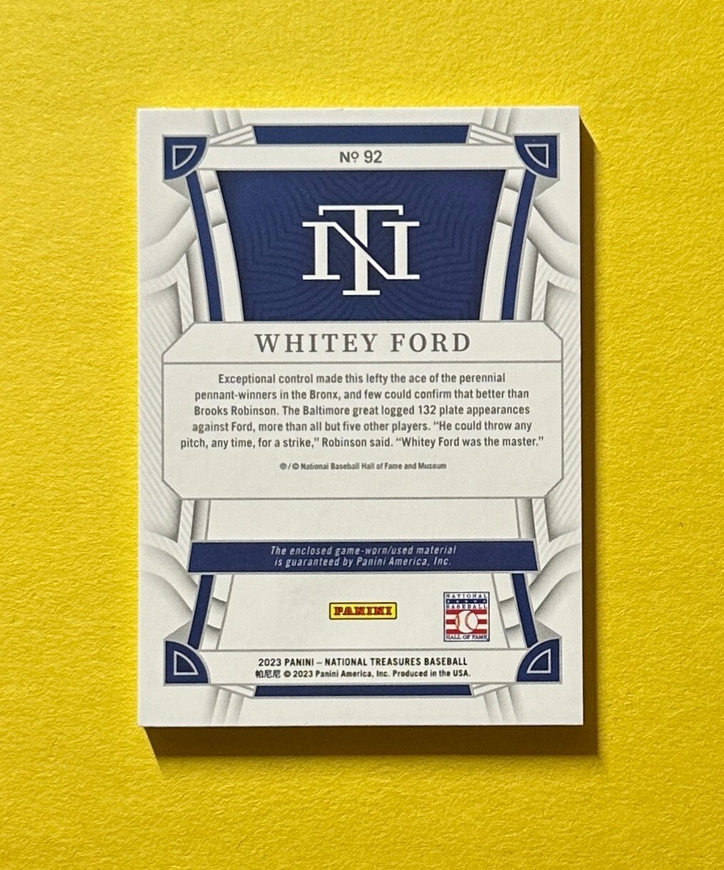 2023 PANINI NATIONAL TREASURES WHITEY FORD RELIC /49 #92 NEW YORK