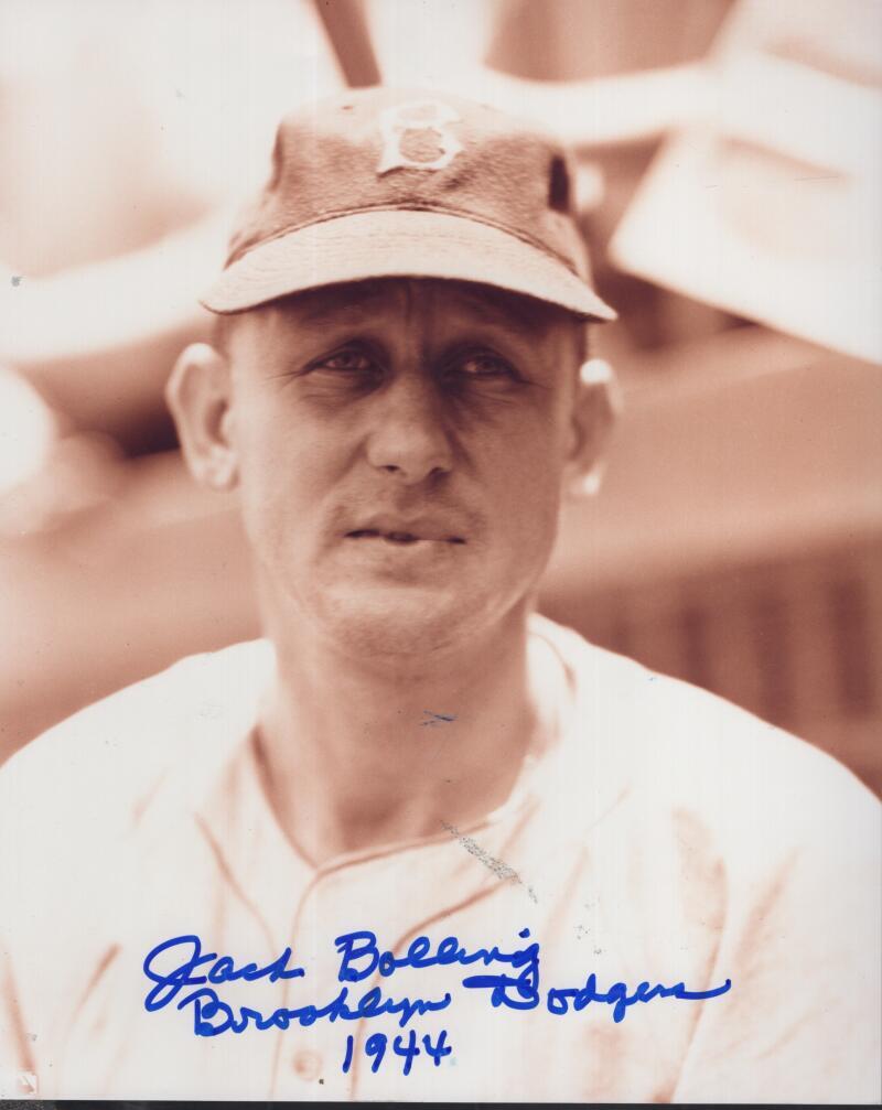 JACK BOLLING  BROOKLYN DODGERS 1944 SIGNED AUTOGRAPHED 8X10 PHOTO W/ COA