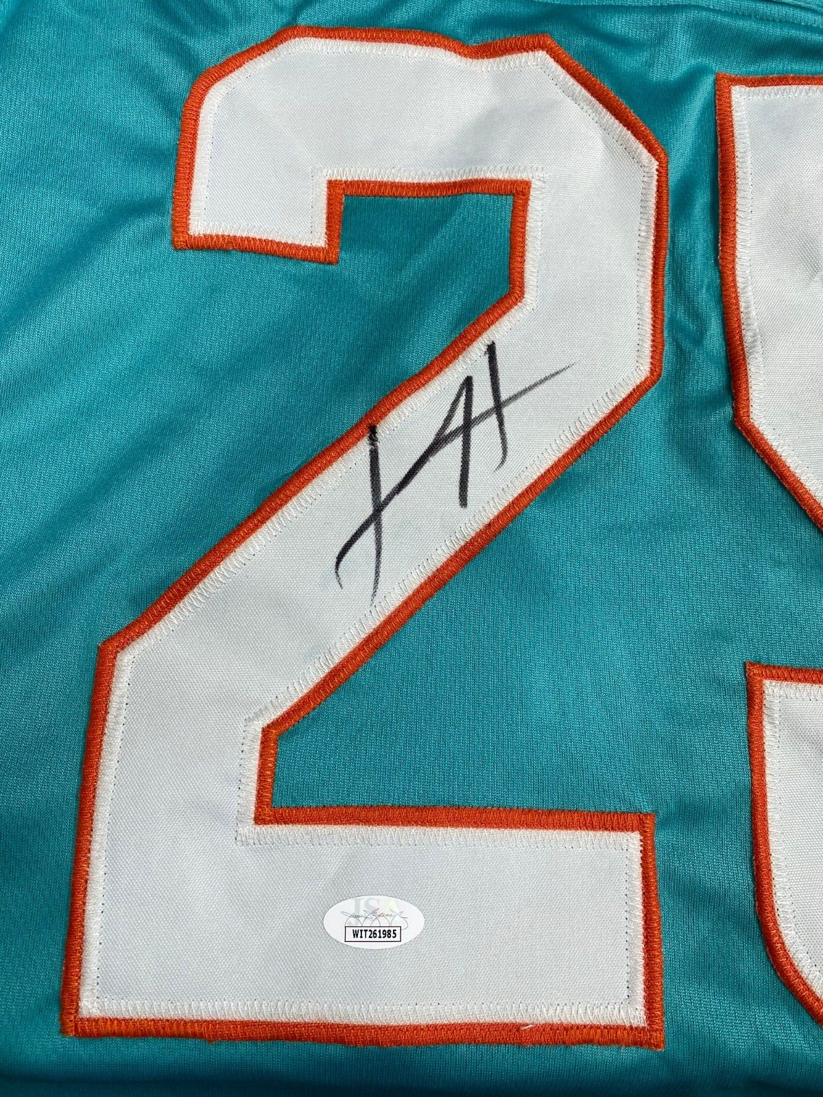 XAVIEN HOWARD #25 MIAMI DOLPHINS SIGNED AUTOGRAPHED CUSTOM TEAL JERSEY JSA