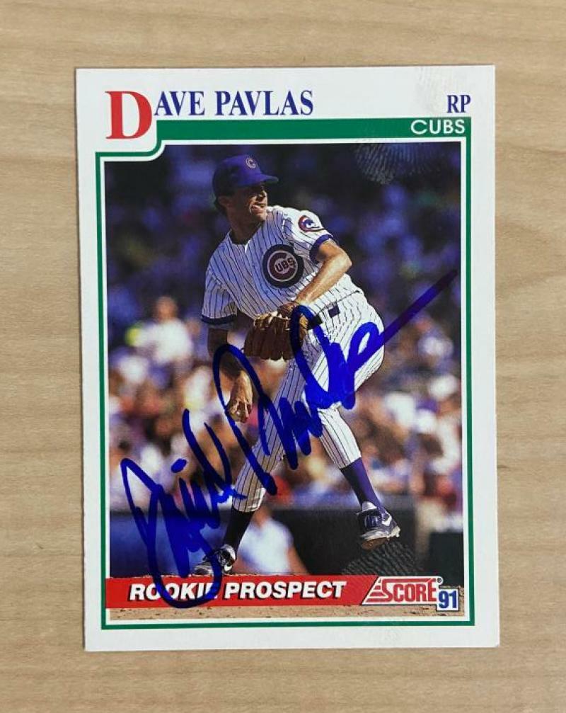 DAVE PAVLAS CHICAGO CUBS SIGNED AUTOGRAPHED 1991 SCORE CARD #378 W/COA