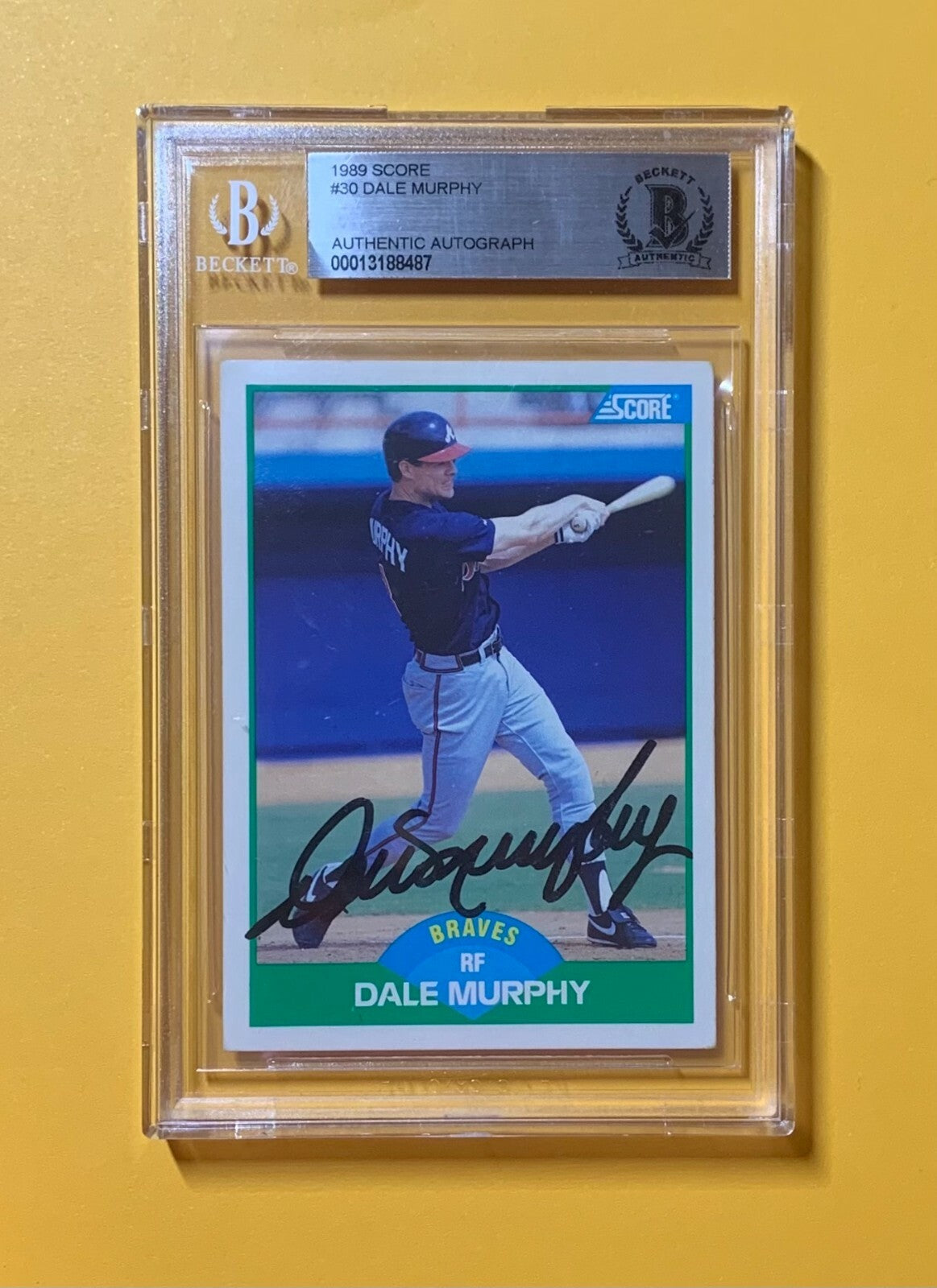 1989 SCORE DALE MURPHY #30 AUTHENTIC AUTO BECKETT CERTIFIED BRAVES