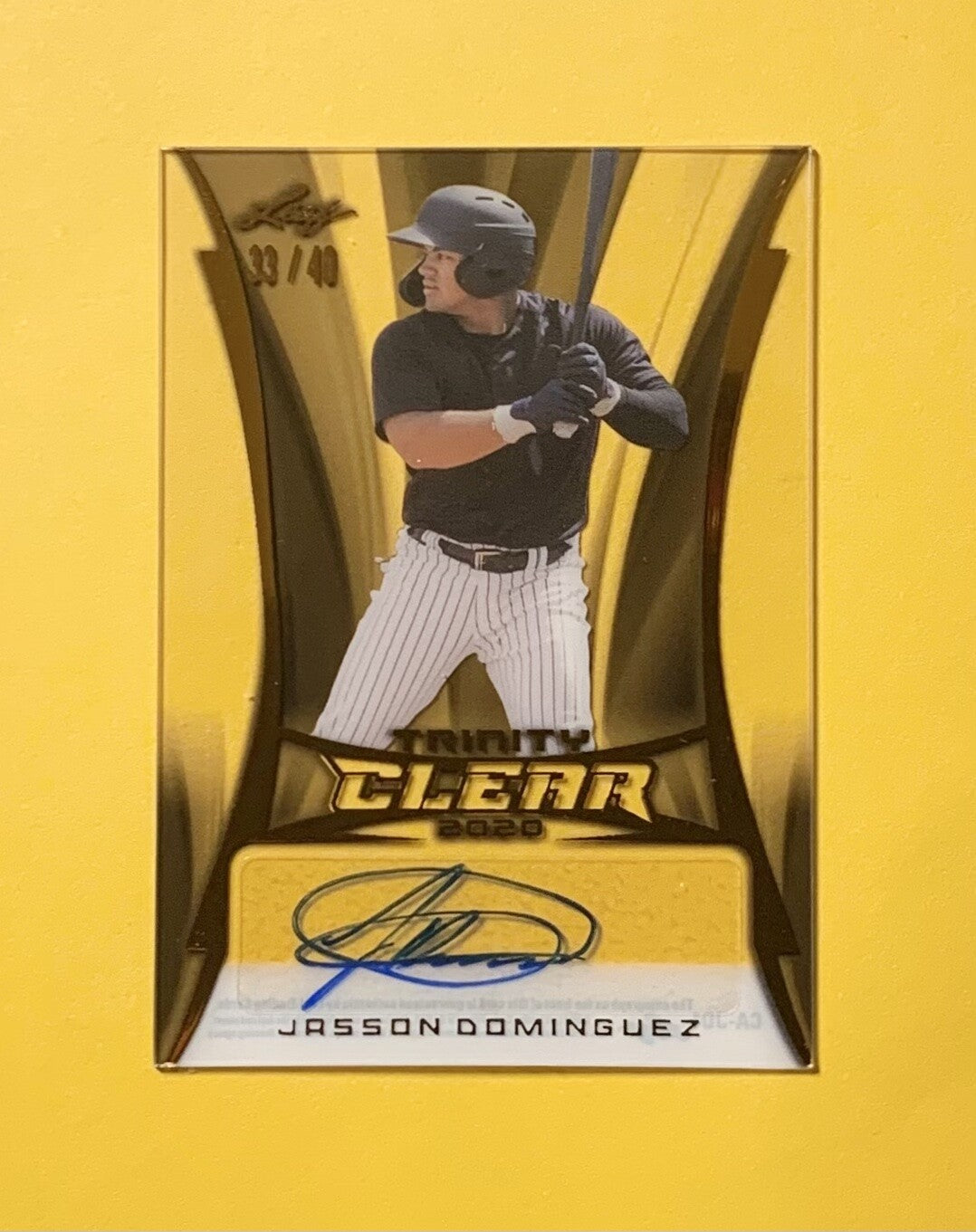 2020 LEAF TRINITY JASSON DOMINGUEZ CLEAR AUTOGRAPH GOLD /50 #CA-JD1