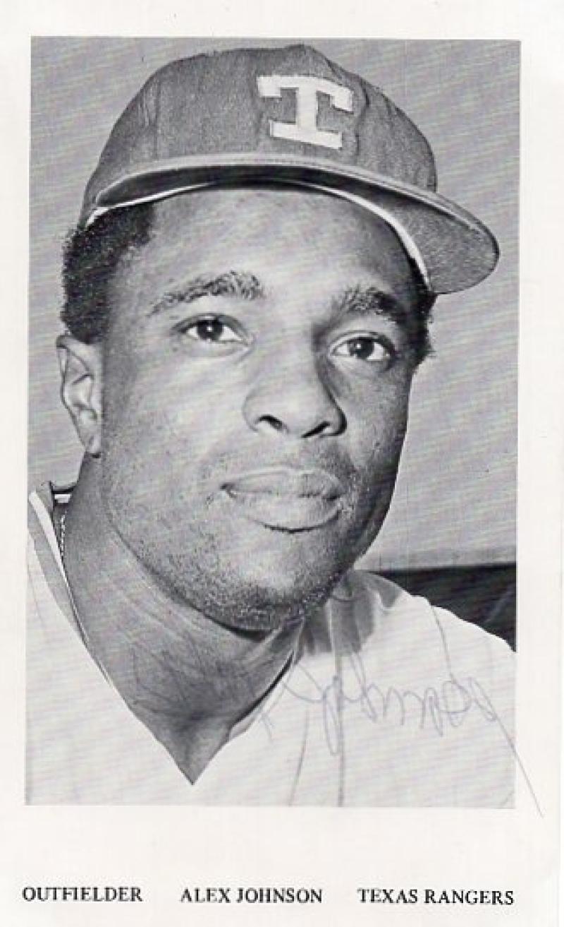ALEX JOHNSON TEXAS RANGERS SIGNED ORIGINAL 3X5 POST CARD W/ COA