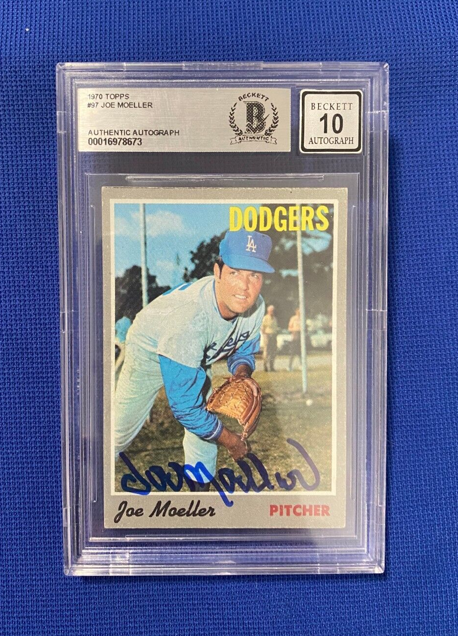 1970 TOPPS JOE MOELLER LA DODGERS SIGNED AUTOGRAPHED CARD #97 BECKETT 10 AUTO