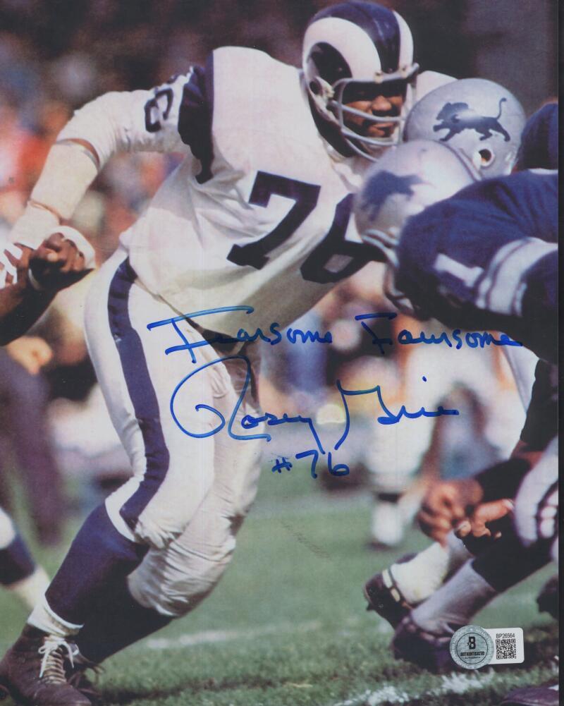 ROSEY GRIER FEARSOME FOURSOME RAMS SIGNED AUTO 8X10 PHOTO BECKETT AUTH