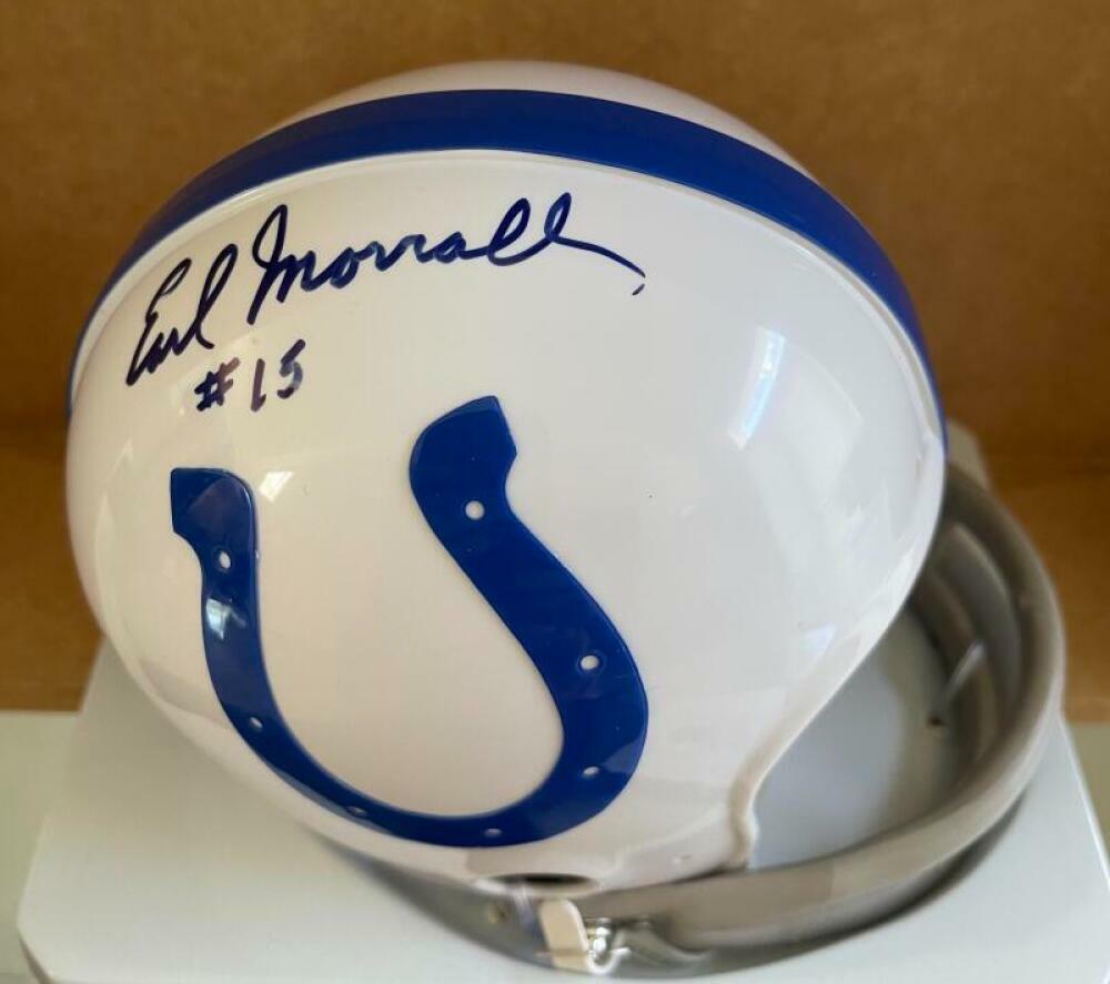 EARL MORRALL #15 BALTIMORE COLTS SIGNED 2 BAR THROWBACK MINI HELMET BAS BA29427