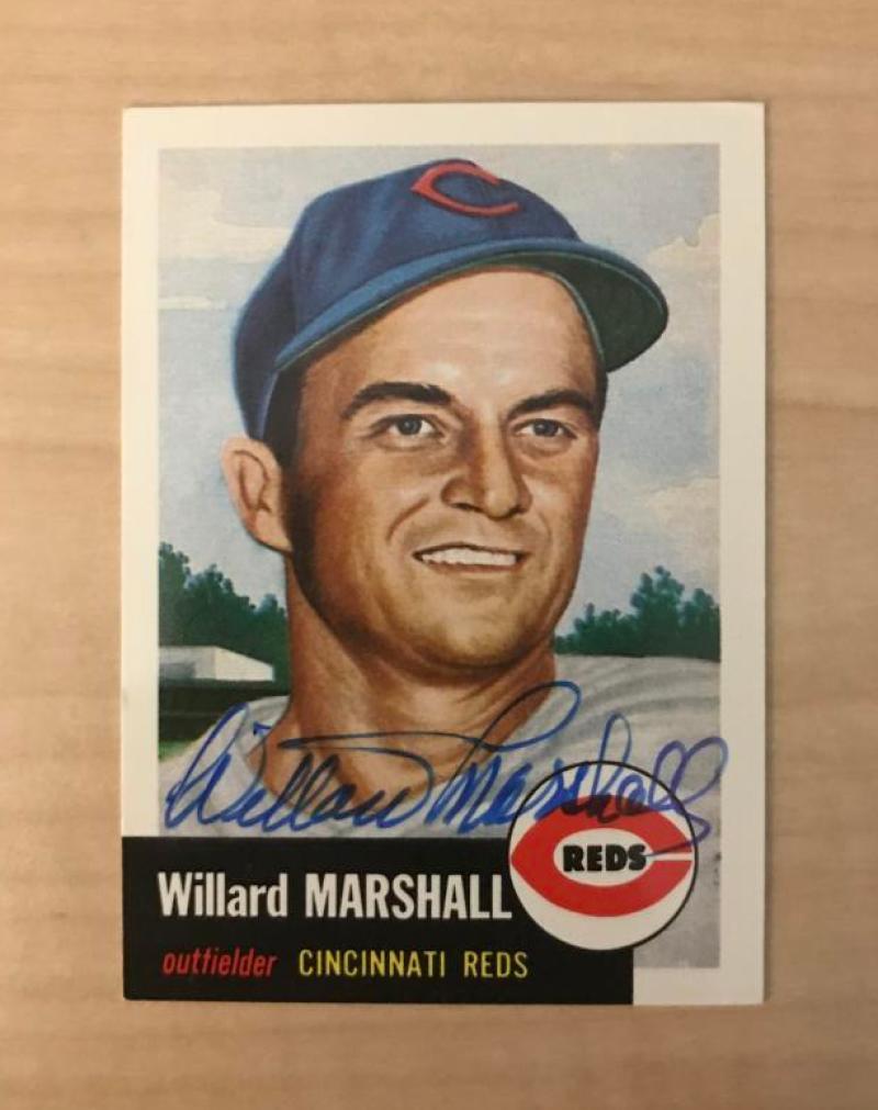 WILLARD MARSHALL CINCINNATI REDS SIGNED DECEASED TOPPS ARCHIVES CARD #95 W/COA 